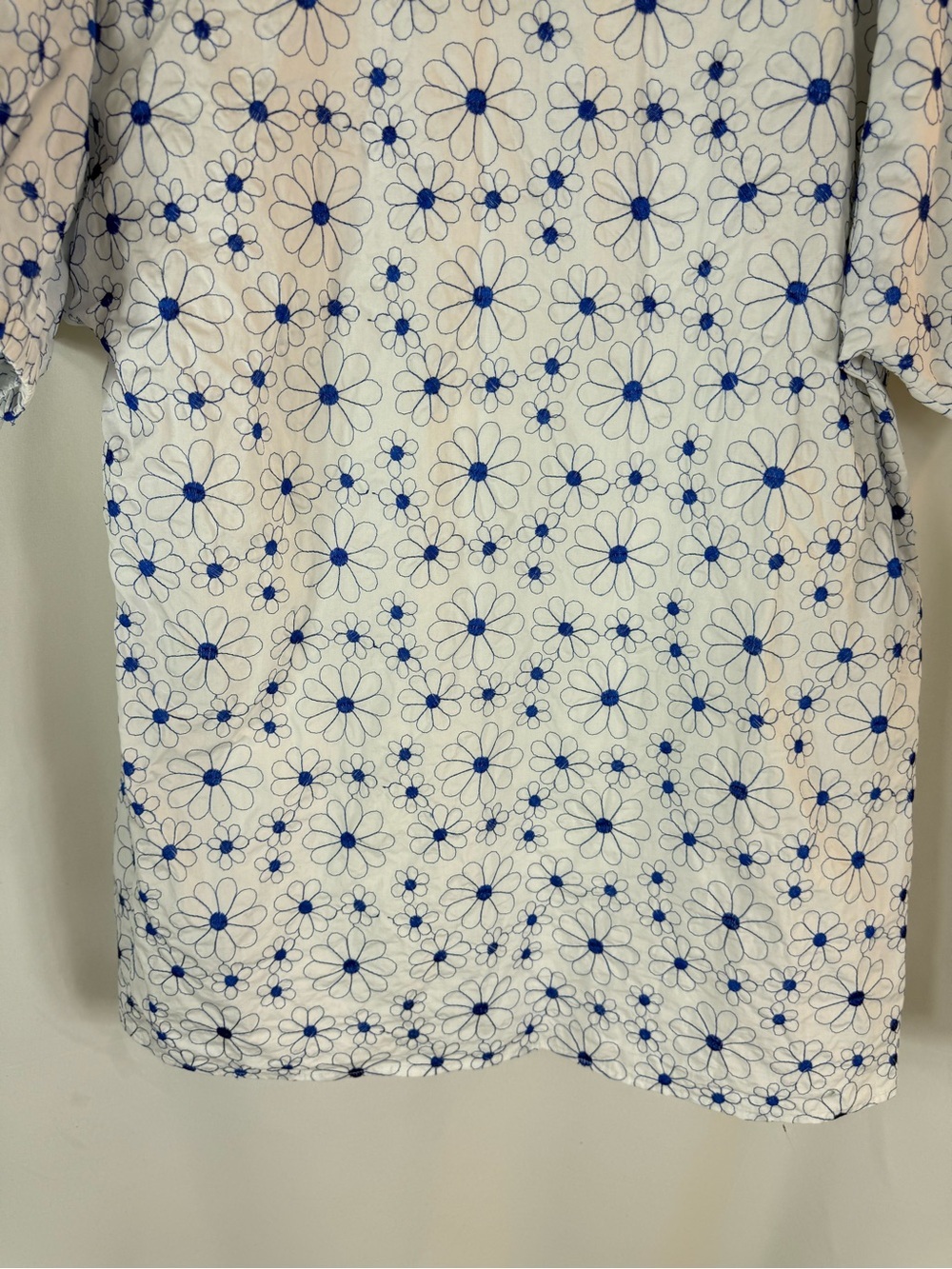 Adrienne White Mini Dress with Blue Daisy Print Size:L cotton - Picture 13 of 14
